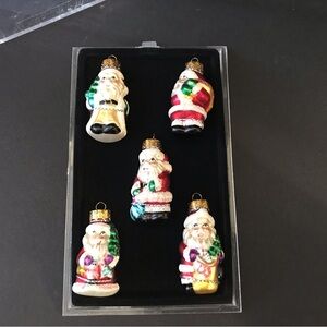 Festive Santa Claus Hand Crafted Glass Ornament Set